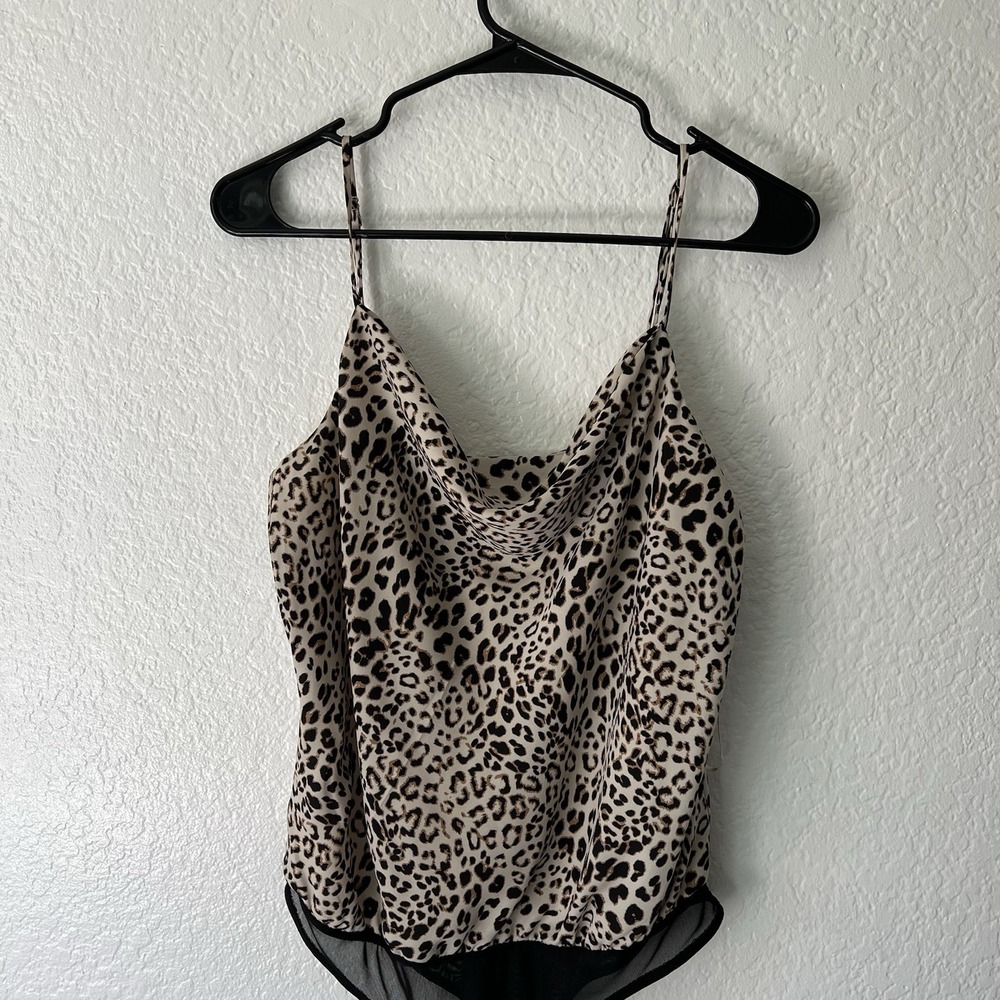 ASTR The Label Large Bodysuit Leopard  Print Tank Top Adjustable Strap Y2K - Picture 3 of 5